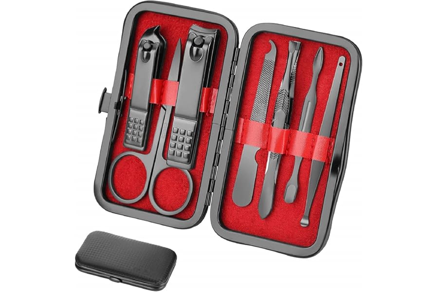 Manicure set Men Personal Care Tools Accessories Finger and Toe Nail Clippers Kit Professional Manicure Pedicure Kit With Travel Case Nail Grooming Kit Present for Men Women Stocking Stuffers