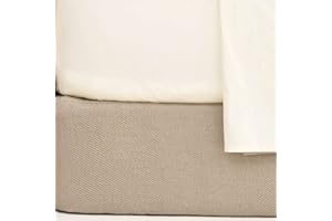 Pine Cone Hill Cotton Twill Oatmeal Box Spring Cover, Twin Size, Neutral Solid Pattern