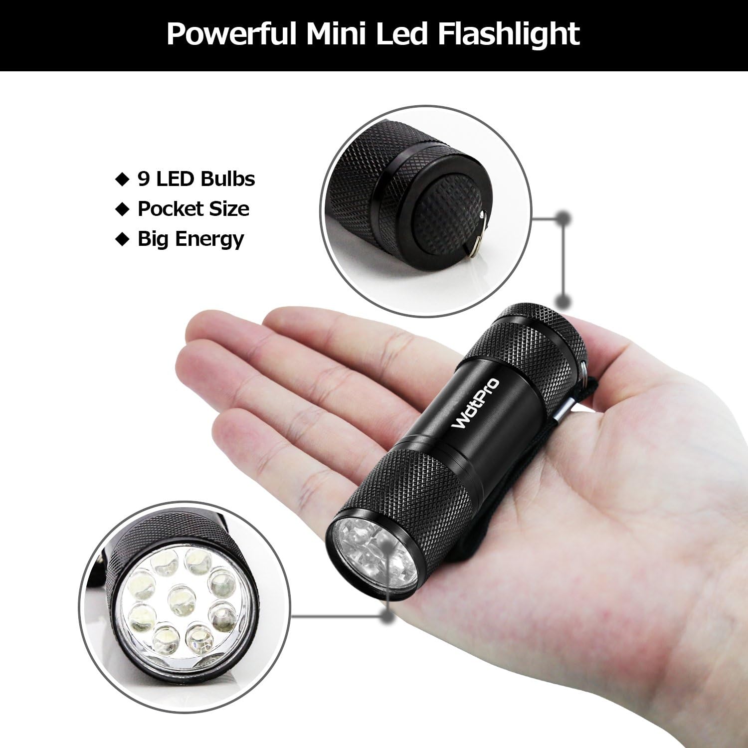 WdtPro 6-Pack Small Flashlight with 18 AAA Batteries - Super Bright 9 LED Mini Flashlights Colors Assorted - Best Mini Gifts for Kids, Men, Women: Home & Kitchen