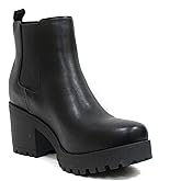 Soda Top Shoes Jaber Ankle Boot W Lug Sole Elastic Gore and Chunky Heel