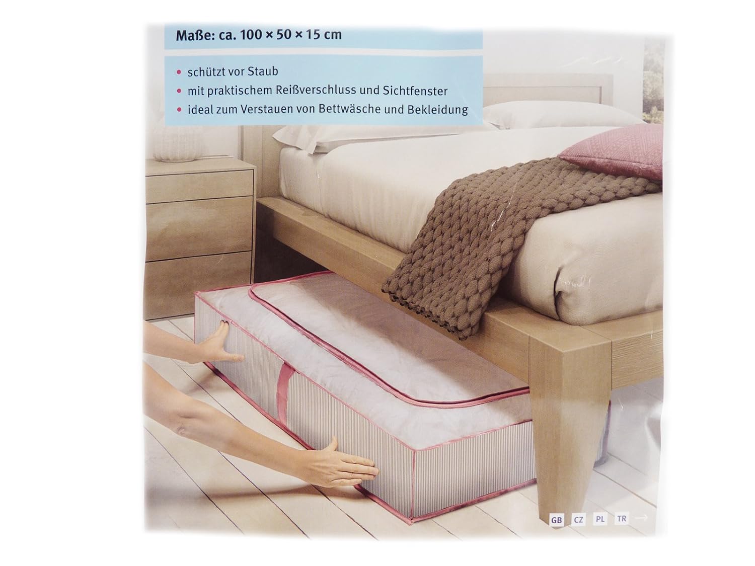 Unbekannt Unterbettkommode Aufbewahrungsbox mit Deckel ca. 100x50x15 cm