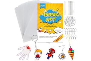 Csyidio 175 Pieces Shrink Plastic Sheet Kit Includes 25 Pieces Shrink Plastic Sheets and 150 Pieces Accessories for Making Key Chains, Christmas Ornaments, Kids' Birthday Presents