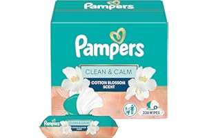 Pampers Wipes, Clean & Calm, Cotton Blossom Scent, 336 Wipes Total (6X Pop-Top Packs)