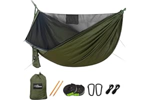 Travel Bird Camping Hammock with Mosquito Net and Ridge Rope, Extra Large for 2 Person, Lightweight Hanging Hammocks Tree Str