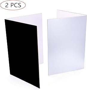 Light Reflector 3 in 1 Photography Reflector Cardboard, A4 (12x8 Inch) Size Folding Light Diffuser Board for Still Life, Product and Food Photo Shooting - Black, Silver and White, 2 Pack