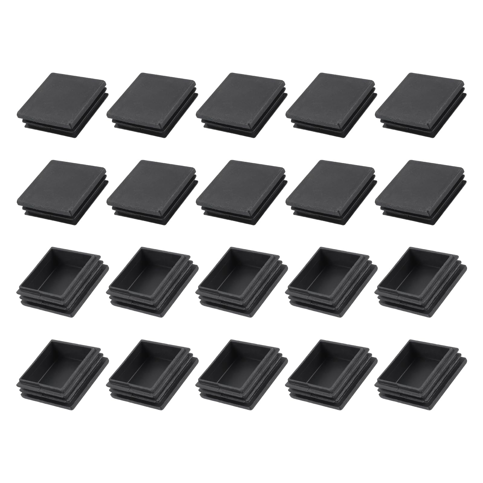 METALLIXITY Square Tube End Cap(50 x 50mm) 20Pcs, Plastic Plugs Insert End Caps Pipe Cap Cover Threaded End Blanking Caps Protector - for Square Tube Fence Furniture Table Chair Legs, Black
