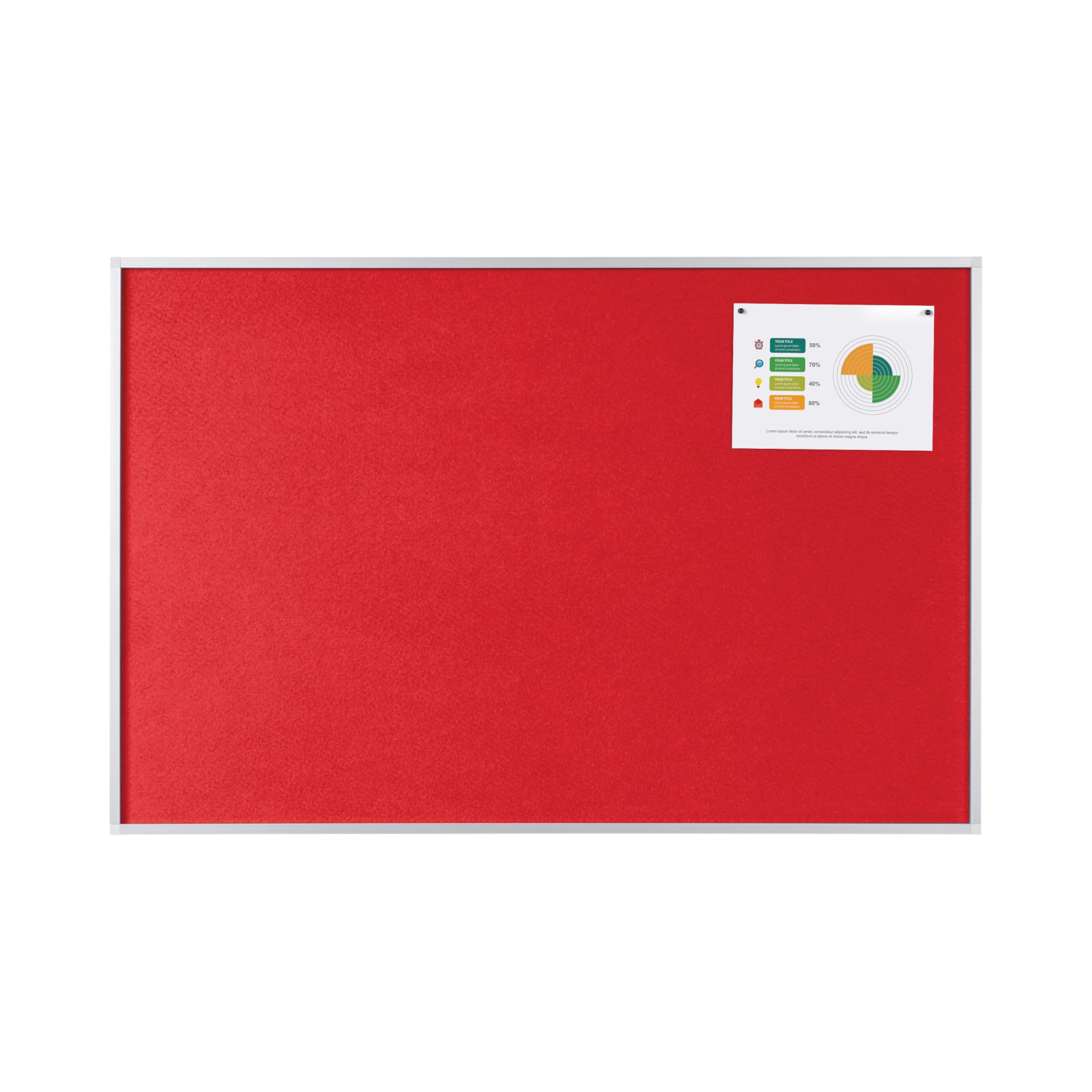 Bi-Office New Generation Red Felt Notice Board, 90 x 60 cm, Aluminium Frame