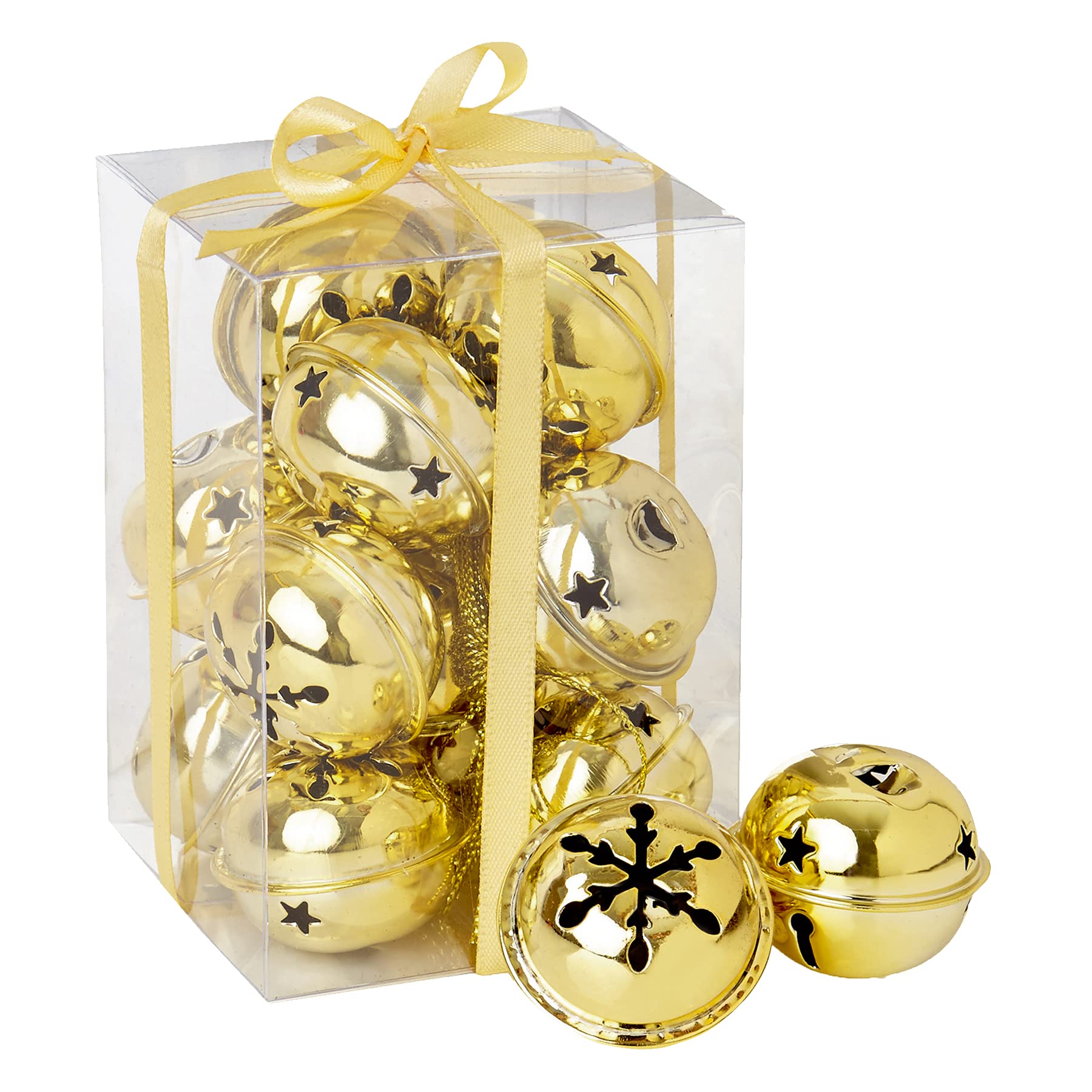 OnlineDiscountStore 12 x GOLD Snowflake Jingle Bells Baubles Christmas tree Decorations arts crafts
