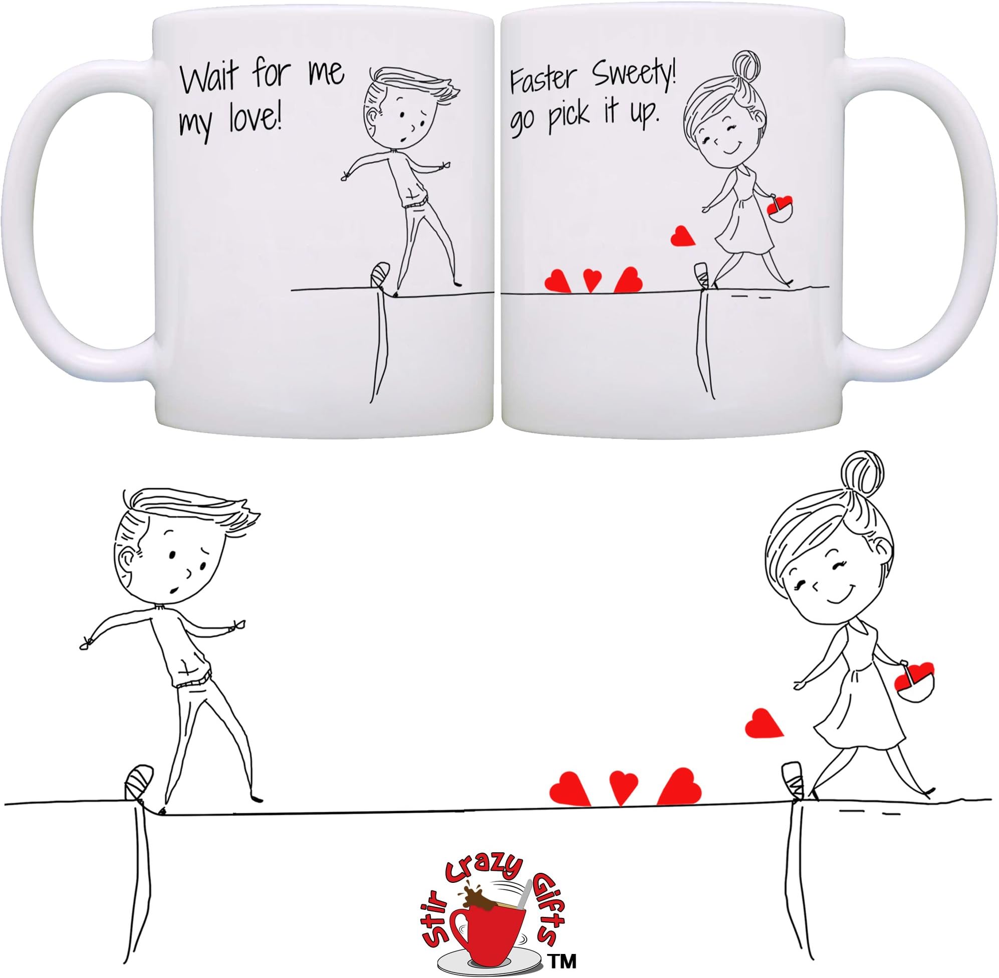 Personalized!! Funny Romantic Valentine Date Gifts For Couples Coffee Mug I Will Follow You, Printed on Both Sides, 2-Sets