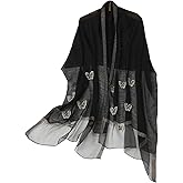 Isurrender Silk Embroidered Long Scarf Lightweight Wrap for Evening Party Fashion Pashmina Shawl Wraps for Women Formal