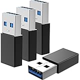 VAKS USB 3.0 Adapter (4 Pack),USB A 3.0 Male to Female Adapter, Convert Extension Coupler Connector converte,Black