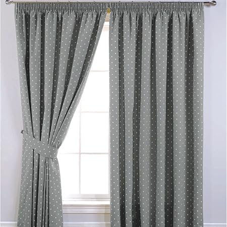 Sundour Dotty Self Lined Tape Top Blackout Ready Made Curtains