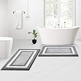 KMAT Bathroom Rugs and Mats Sets,2 PCS Ultra Soft Microfiber Non-Slip Bath mat,Machine Washable and Quick Dry Shower Rugs Flo
