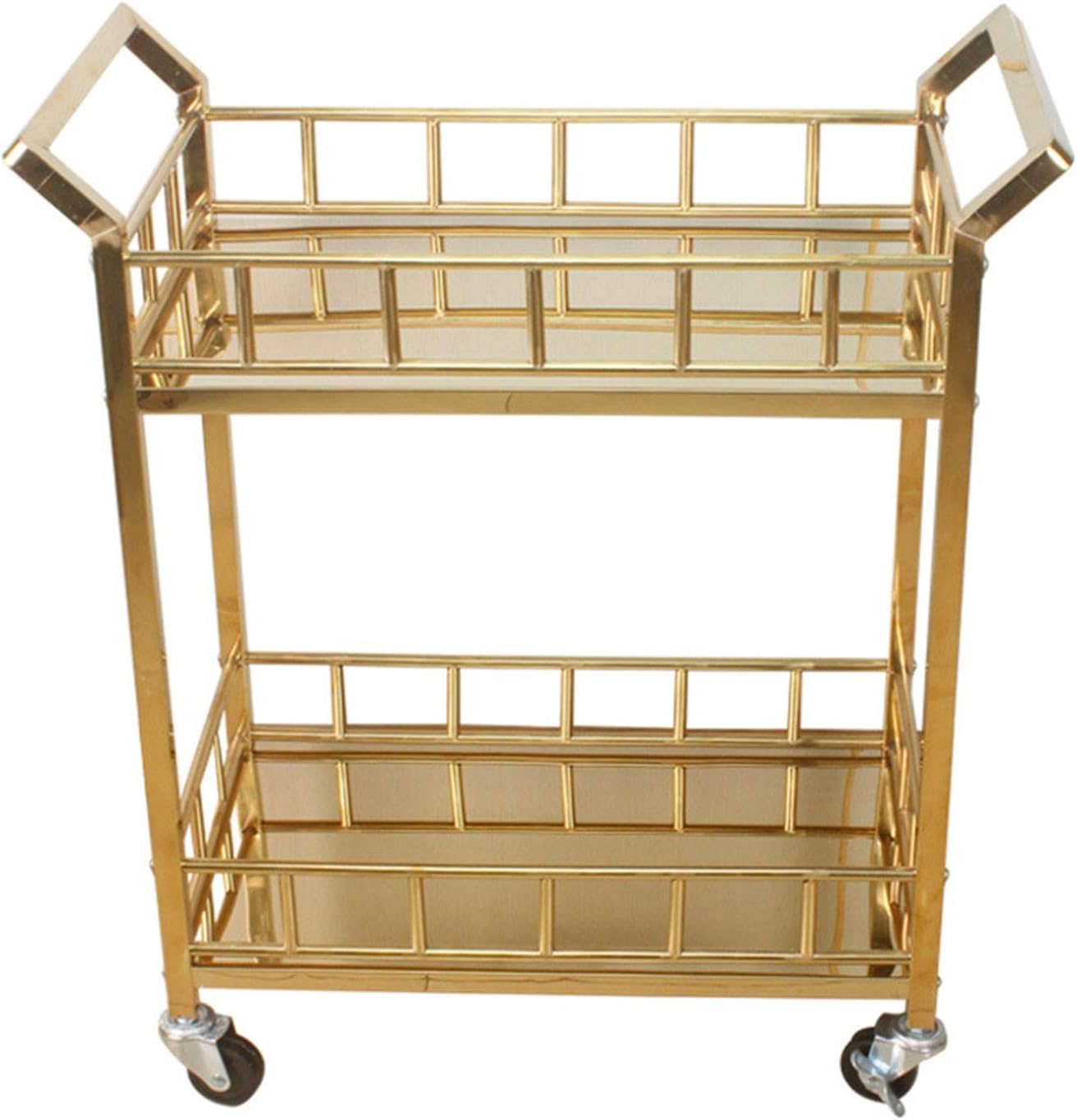 QWERTY 2layer Stainless Steel Tea Trolley Serving Trolleys Rolling