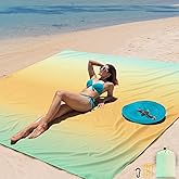 Beach Blanket Waterproof Sandproof Extra Large, Oversized Beach Mat,Quick Drying & Compact & Lightweight, with Stakes, Storage Bag, Picnic Blankets Vacation Essentials for Outdoor Beach Camping