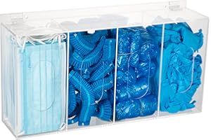SEANADO Acrylic Disposable Glove Box Dispenser Holder 4 Compartment Gloves Rack Hairnet Tissue Napkin Dispenser with Lid for 
