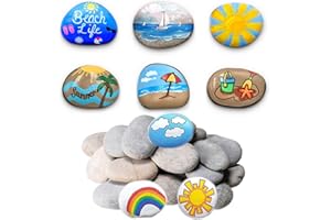 DECORKEY 24PCS River Rocks for Painting, Summer Decorations Garden Decor, Smooth Unpolished Kindness Rocks for Arts & DIY, 2-3inches Natural Stone Perfect for Kids Party, School Events, Crafts