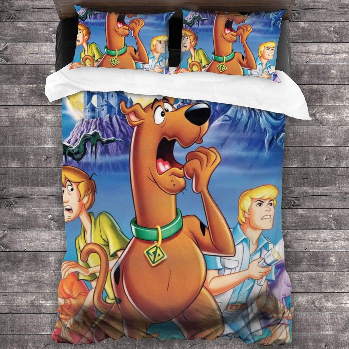 Amazon Com Heslom Moo Scooby Doo Queen Bedding Sets 3 Piece Duvet Cover With Two Standard Pillow Shams Soft Comfy Microfiber Lightweight 86x70 Kitchen Dining