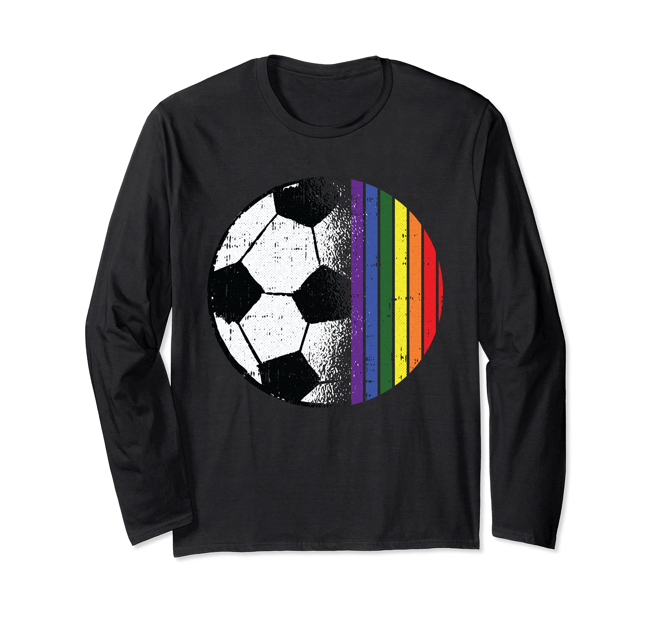 Soccer Ball LGBT-Q Gay Pride Flag Sport Fan Player Ally Long Sleeve T-Shirt — image 1