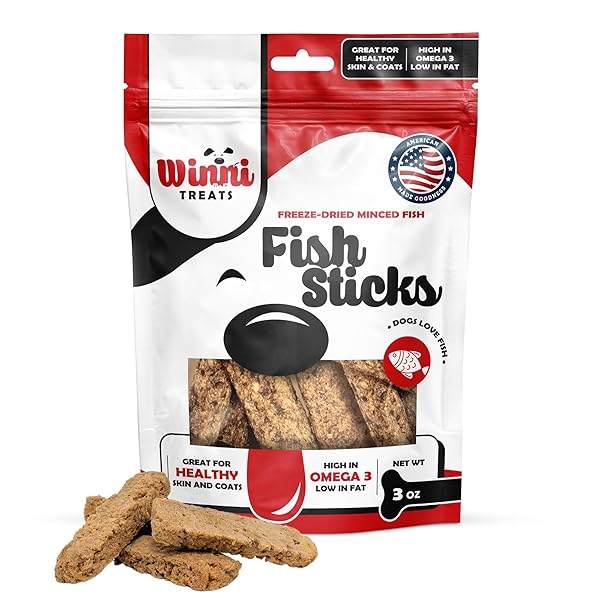 WINNI TREATS FREEZE DRIED FISH STICKS FOR DOGS...