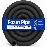 CARGEN 3/4" ID Foam Pipe Insulation for 3/4" OD HVAC AC Refrigerant Lines | For 3/4" OD HVAC AC refrigerant, ACR copper, PE &amp; water lines; 3/8" wall x 6FT. Measure OD before purchase