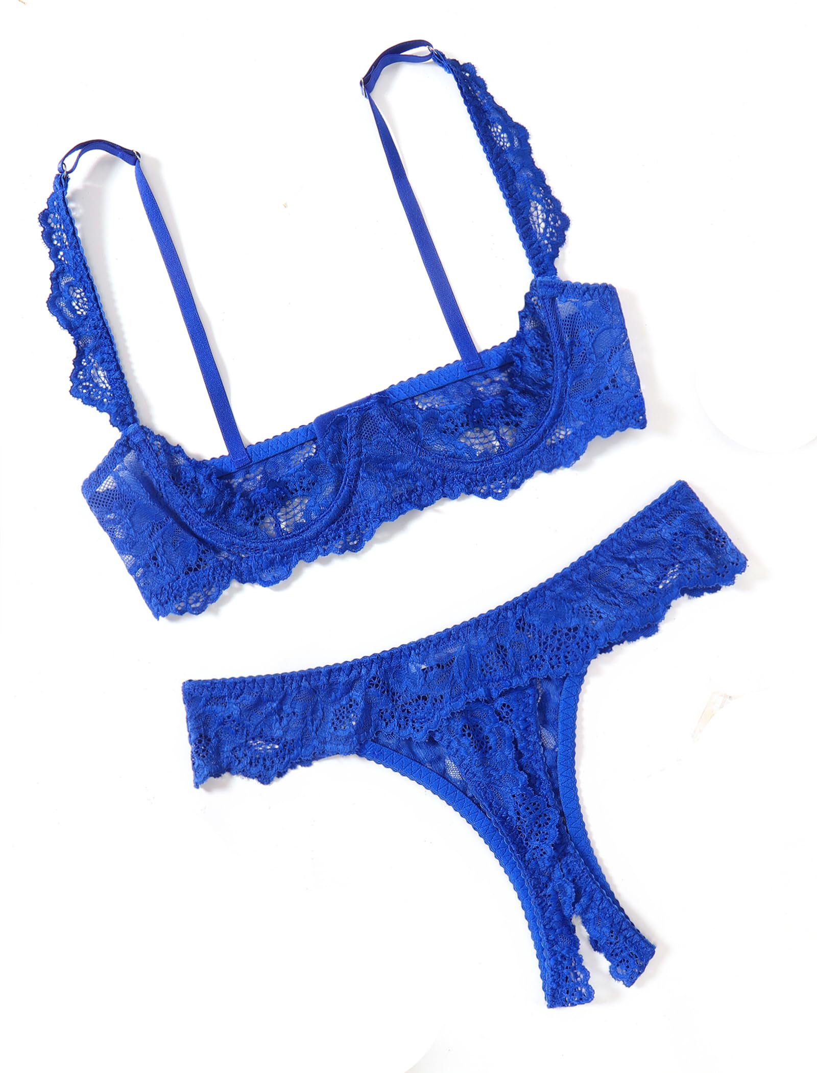 Photo 1 of Avidlove Womens Lingerie Sexy Lace Lingerie Set Women Bra and Panty 2 Piece Sets Royal Blue, M