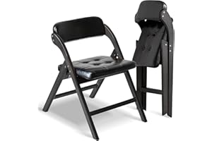 Asnefeli Padded Folding Chairs with Cushion 2 Pack, Comfortable Foldable Dining Chair with Cushion, Extra Chair, Portable Foldable Seating for Indoor Outside Events, Wedding, Party, Dining (Black)