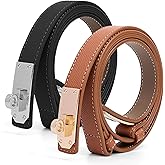 Asaloy Women's Thin Leather Belts with Turn Lock Buckle,Belt Women Adjustable for Pants Dresses Jeans Coats