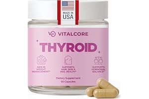 Vital Core Desiccated Thyroid Supplement 200mg | Made in USA | Grass-Fed, New Zealand Sourced Bovine Thyroid Support for Women, Energy & Metabolism Boost, Mood Balance & Sleep Relief – 60 Capsules