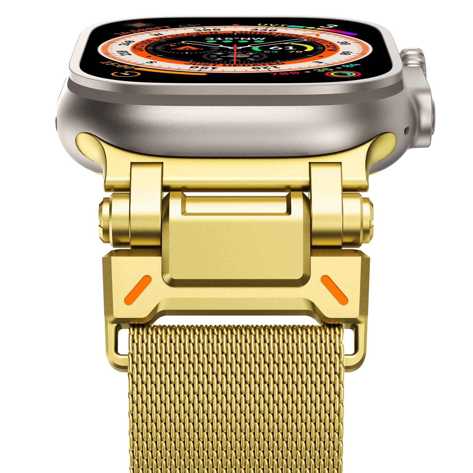 NewWays Metal Strap Compatible with Apple Watch Straps 49mm 46mm 45mm 44mm 42mm(Series 3 2 1) Women Men,Milanese Magnetic Replacement Band for iWatch Ultra 2/Ultra Series 10 9 8 7 6 5 4 3 2 1 SE,Gold