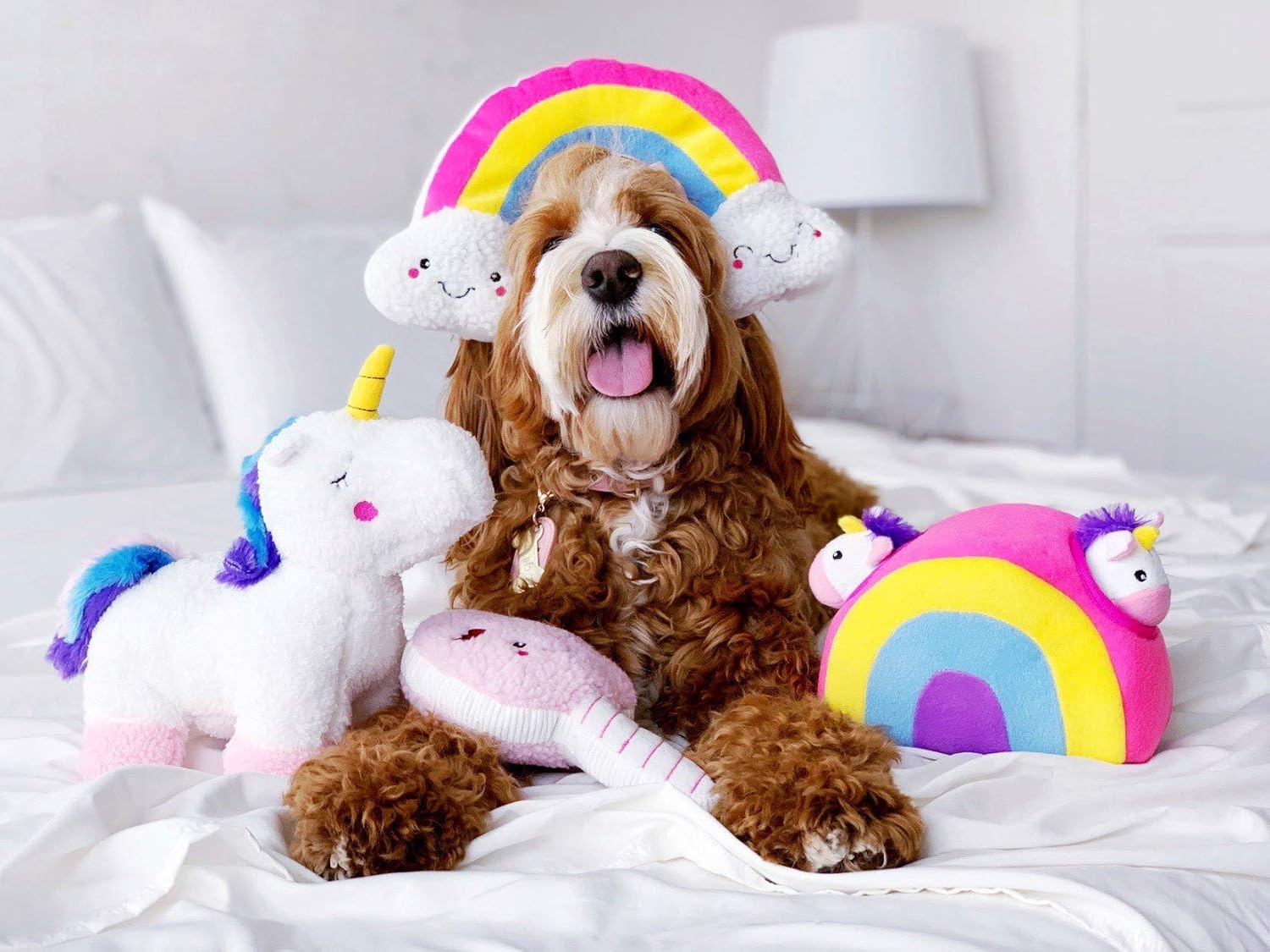 rainbow unicorn dog toy