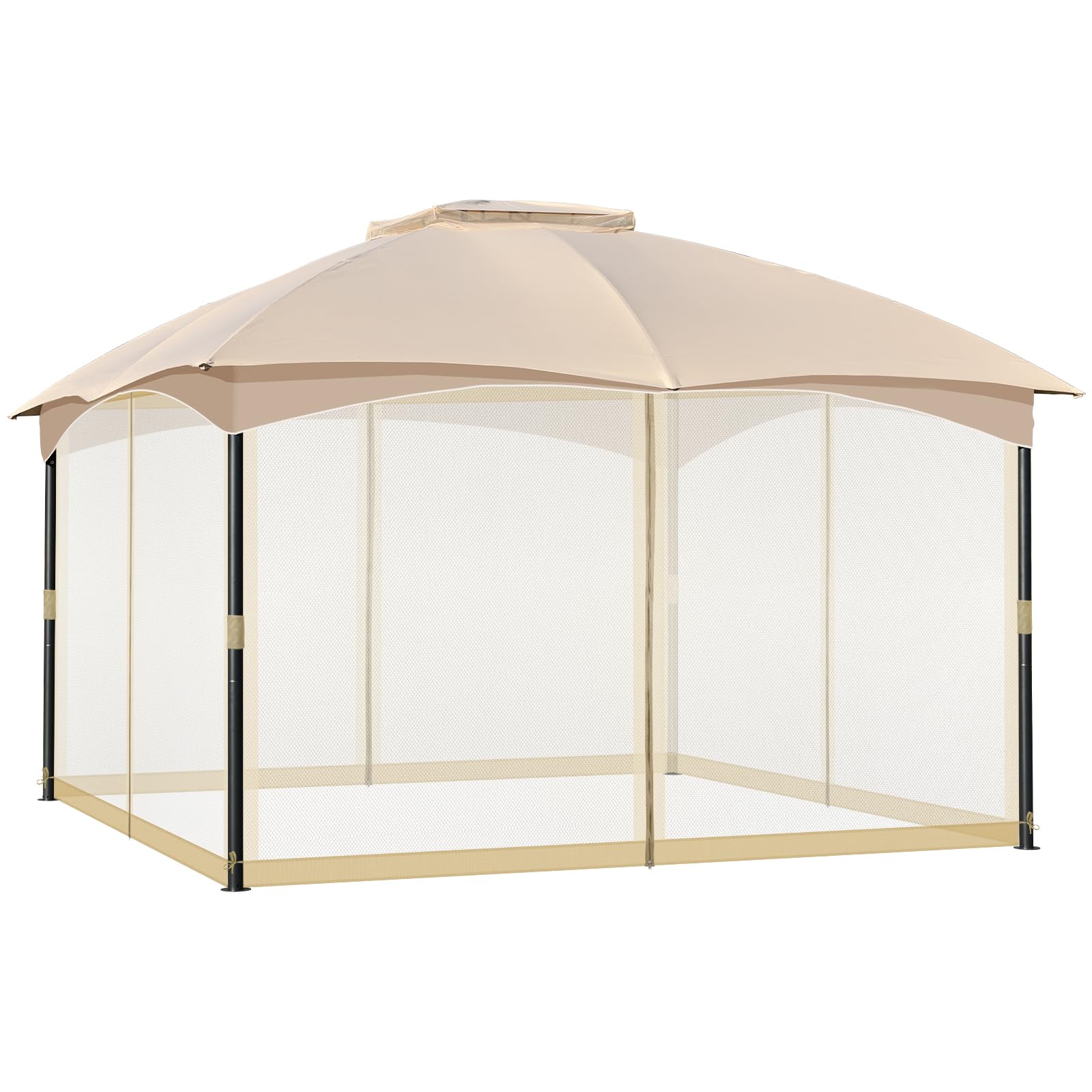 Photo 1 of **used missing parts** COWVIE Gazebo Replacement Netting Screen, 12' x 16' Universal Gazebo 4-Panel Mosquito Sidewalls with Double Zippers for Outdoor Patio (Only Netting)