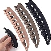 Winsyison 3pcs Banana Hair Clips, Non-Slip Large Hairstyle Claws for Women, Vintage 90 Style Classic Double Combs Hairpin Accessories for Curly Straight Short Hair- Black & Light Coffee & Coffee