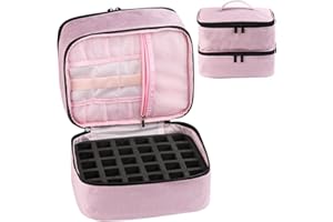 Fcozpjk Nail Polish Organizer, Carrying Case Holds 30 Bottles (15ml - 0.5 fl.oz) and Nail Lamp Dryer, Professional Storage Organizer Holder, Manicure Kit Storage Bag