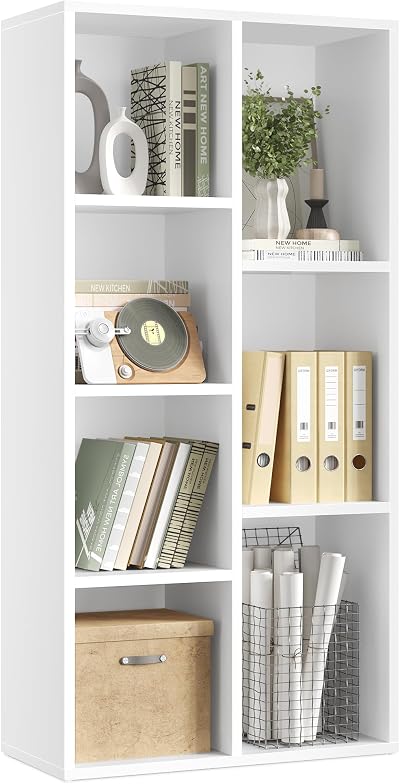 VASAGLE Bookcase 7 Compartments Cloud White LBC27WT Standing Shelf