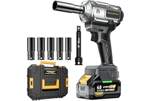 SOARFLY Cordless Impact Wrench, 1200Nm(900ft-lbs) High Torque 1/2'' Impact Wrench, 21V Brushless Electric Power Impact Driver for Car Repair Home Improvement
