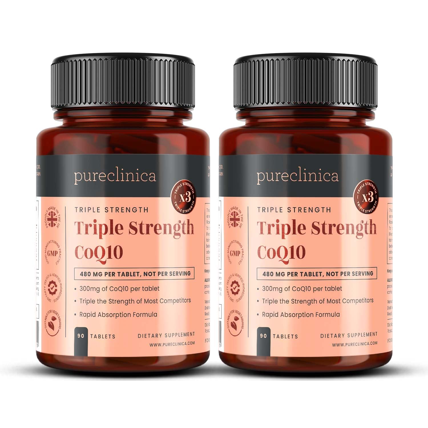 CoQ10 300mg – High Strength Co Enzyme Q10 Supplement with Vitamin C & Black Pepper for Better Absorption – 180 Tablets (2 x 90) – 6 Month Supply – Energy & Heart Health Support