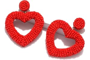 CEALXHENY Valentine's Day Earrings for Women Red Pink Beaded Heart Earrings Concersation Heart Drop Dangle Earrings Valentine's Day Jewelry Accessories Gifts