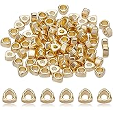 PLIGREAT 100 Pcs 14K Gold Plated Triangle Spacer Beads, 3x3mm Bulk Stopper Beads Smooth Loose Bracelet Necklace Beads String Spacer Accessories for DIY Jewelry Making