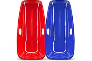 BACK BAY PLAY Winter Snow Sleds Plastic Snow Sled for Kids and Adults - 35" Single Rider Kids Sled Made Durable, Snow Sleds for Kids and Adult Heavy Duty Fast Sliding - Kids Snow Sled with Rope