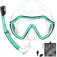 PIYAZI Snorkeling Gear for Adults, Dry Adult Snorkel Set HD Panoramic View Snorkel Mask Set, Anti-Leak and Anti-Fog Scuba Diving Package with Mesh Bag Ear Plug for Snorkeling Scuba Diving Travel