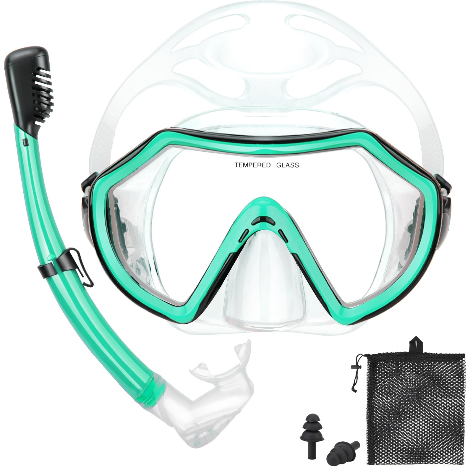 Photo 1 of PIYAZI Snorkeling Gear for Adults, Dry Adult Snorkel Set HD Panoramic View Snorkel Mask Set, Anti-Leak and Anti-Fog Scuba Diving Package with Mesh Bag Ear Plug for Snorkeling Scuba Diving Travel