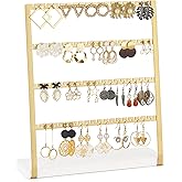 Mkono 4-Tier Earring Holder Organizer Stands Gold Metal Jewelry Display Rack for Hanging 74 Pairs of Earrings and Ear Studs, Gifts for Women and Girls