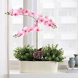 ICBOX 6 PCS Orchids Artificial Flowers Pink Fake