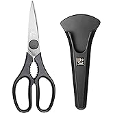 Linoroso Kitchen Shears Heavy Duty Kitchen Scissors with Magnetic Holder, Dishwasher Safe Scissors All Purpose Come Apart Bla