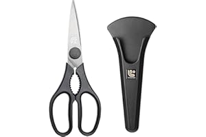 Linoroso Kitchen Shears Heavy Duty Kitchen Scissors with Magnetic Holder, Dishwasher Safe Scissors All Purpose Come Apart Bla