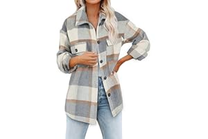 JMMSlmax Flannel Jacket for Women Trendy Womens Casual Plaid Shacket Button Down Long Sleeve Jacket Flannel Shirts Boyfriend