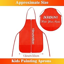 BOUBONI 12 Pieces Red Kids Painting Aprons With 2
