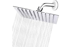 NearMoon Rain Shower Head, High Flow Stainless Steel Square Rainfall Shower, High Pressure Design, Awesome Shower Experience Even At Low Water Flow (8 Inch, Chrome Finish)