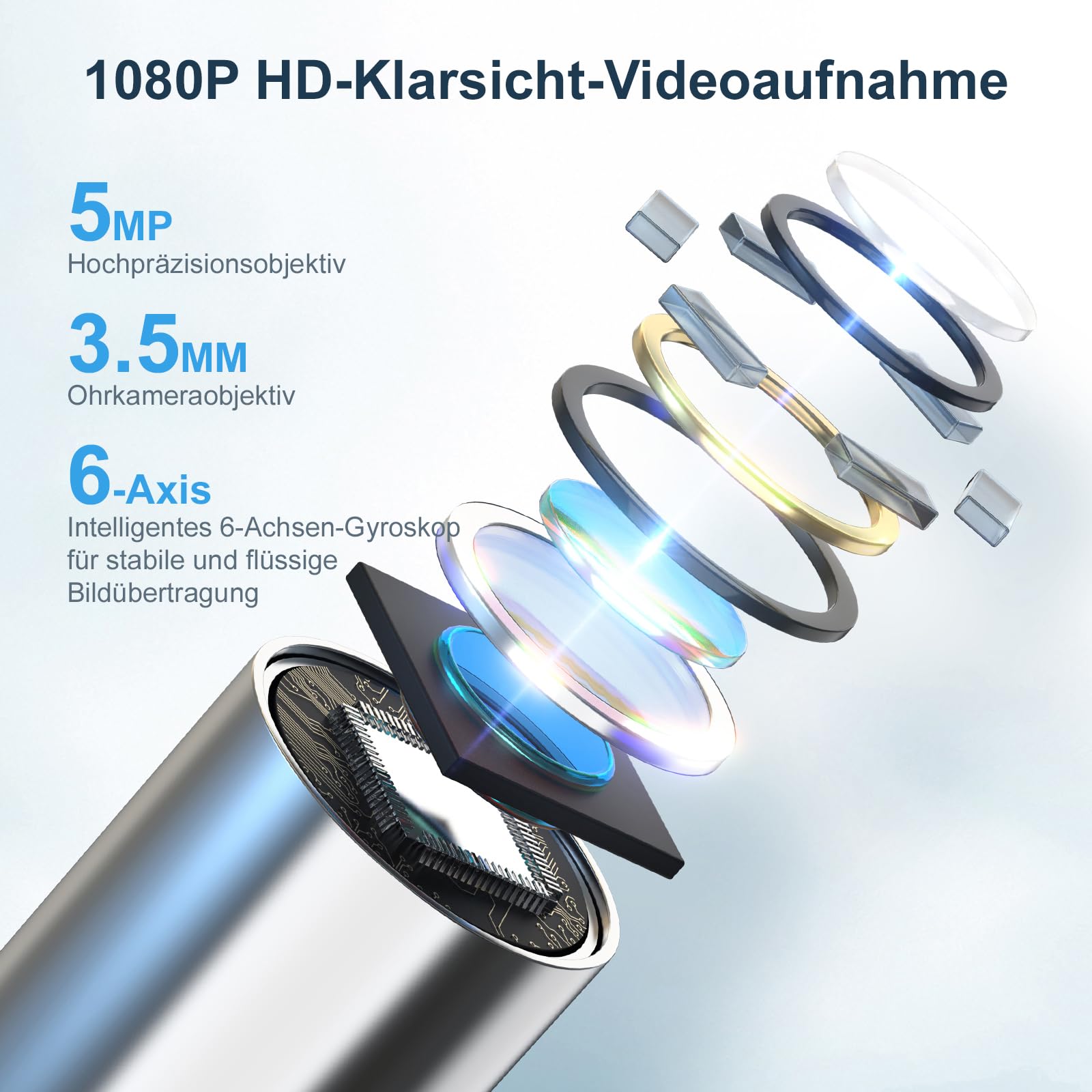Ohrenschmalz Entferner Otoskop – 1080P HD Ohrenreiniger mit Kamera und 6 LED Lichtern – Ohrreinigungswerkzeug mit 7-teiligem Zubehörset und 11 Silikonaufsätzen – Ohrkamera für iOS & Android 3